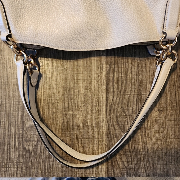 NWOT Coach Hallie Shoulder Bag Tote Pebble Leather White/Gold - Picture 14 of 16